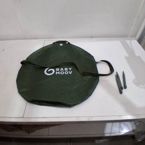 BABY MOOV COLLAPSIBLE FOLDABLE ANTI-UV TENT WITH VELCRO DOOR AND CARRY BAG - 36" X 34" X 39" - UPF 50+ - GREEN & WHITE image 3