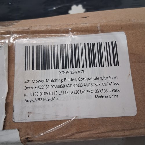 2PK NICHEFLAG MOWER BLADES FOR JOHN DEERE MOWERS - 42" - BLACK (MODEL: GY20850) image 2