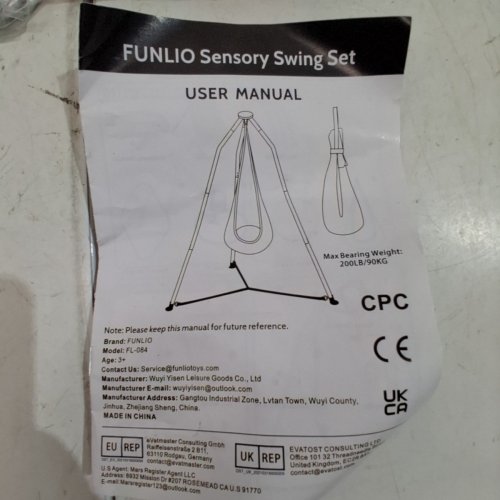 FUNLIO 2-IN-1 SENSORY SWING WITH STAND, TRIANGULAR FRAME SWING SET-200LBS MAX-79.5" X 84"- GREEN/BLUE-(MODEL:FL-084) image 4