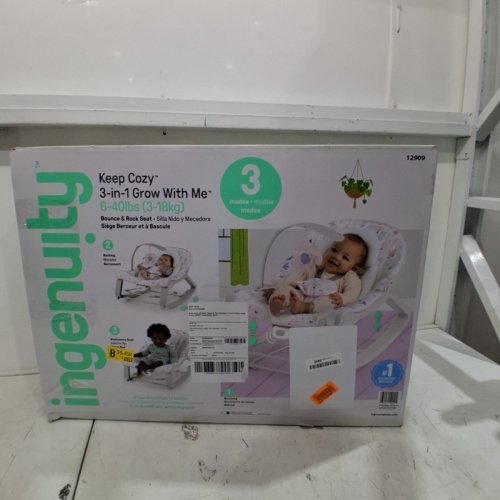INGENUITY KEEP COZY 3-IN-1 GROW WITH ME VIBRATING BABY BOUNCER SEAT & ROCKER - 6-40LBS - PINK/GREY (MODEL: 12909) image 5