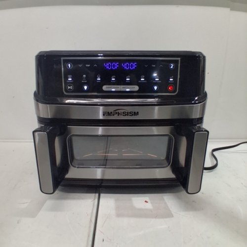 EMPHASISM DUAL BASKET DIGITAL AIR FRYER - 12 QT CAPACITY - BLACK/STAINLESS STEEL (MODEL: KDF-5512DBW) image 4