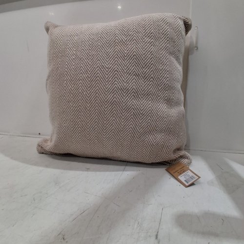 FABSTYLES HERRINGBONE STRIPE CUSHION - 18" X 18" - TAUPE (ITEM: 31146) image 2