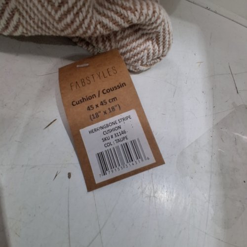 FABSTYLES HERRINGBONE STRIPE CUSHION - 18" X 18" - TAUPE (ITEM: 31146) image 3