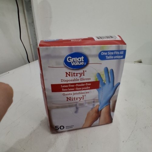 50PK GREAT VALUE NITRYL DISPOSABLE GLOVES - ONE SIZE FITS MOST - BLUE image 2