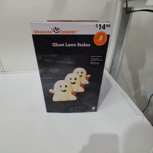 3PC WAY TO CELEBRATE HALLOWEEN GHOST LAWN STAKES - 3FT LIGHTED LENGTH, 5W, C7 BULBS - WHITE image 2