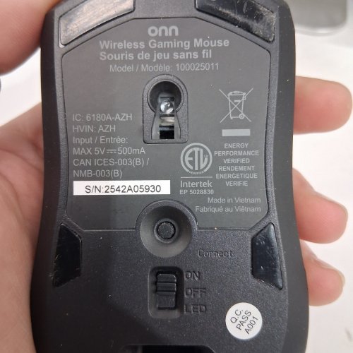 ONN WIRELESS GAMING MOUSE - 1000HZ ROLLING REATE - BLACK (MODEL: 100025011) image 3