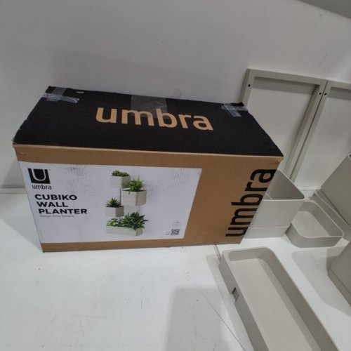 UMBRA CUBIKO WALL PLANTER WITH 4 LIGHTWEIGHT AND DURABLE POTS - OFF-WHITE/GREY - (MODEL: 1018767-1313) image 4