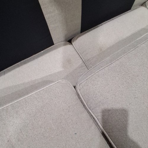 UPHOLSTERED 3 SEAT LINEN SOFA WITH STUDDED ARMS - BEIGE image 4