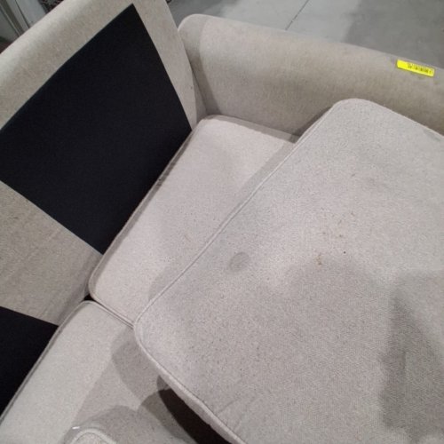 UPHOLSTERED 3 SEAT LINEN SOFA WITH STUDDED ARMS - BEIGE image 5