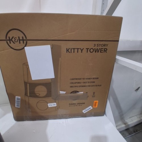 K&H PET KITTY TOWER HANGING ACTIVITY CENTER 3 STORY - CLASSY DARK DENIM/DARK BLUE (MODEL# 100544945) image 4
