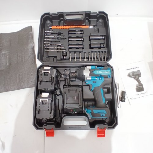 P-KOYEBOLT CORDLESS HIGH TORQUE IMPACT WRENCH KIT WITH 2 BATTERIES- 21 V, 2300 RPM - TEAL AND BLACK image 3