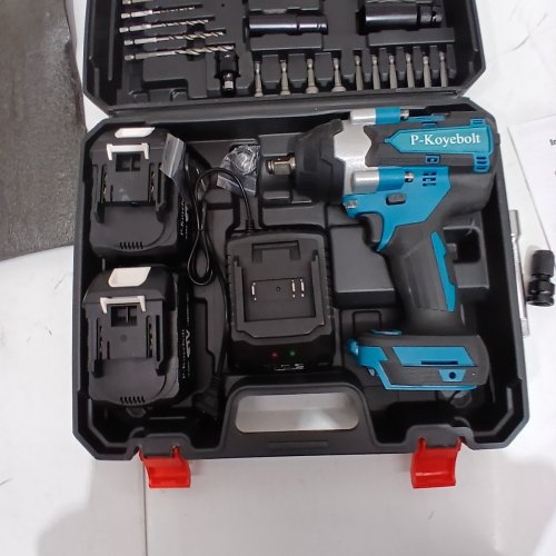 P-KOYEBOLT CORDLESS HIGH TORQUE IMPACT WRENCH KIT WITH 2 BATTERIES- 21 V, 2300 RPM - TEAL AND BLACK image 6