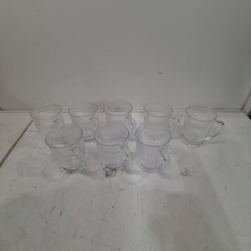 8PK RIBBED MODERN GLASS COFFEE MUGS - CLEAR image 2
