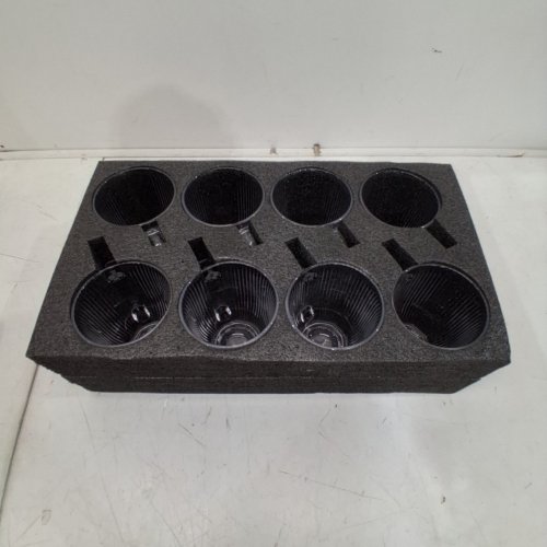 8PK RIBBED MODERN GLASS COFFEE MUGS - CLEAR image 4