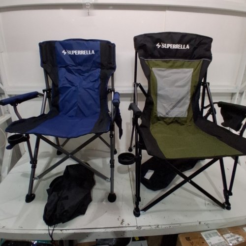 2PC SUPERRELLA PORTABLE CAMPING CHAIR WITH CUPHOLDER - BLUE/GREEN image 3