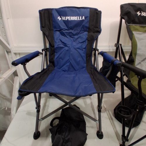 2PC SUPERRELLA PORTABLE CAMPING CHAIR WITH CUPHOLDER - BLUE/GREEN image 4