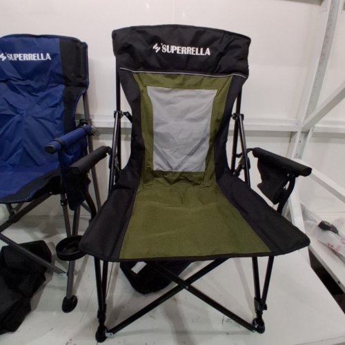 2PC SUPERRELLA PORTABLE CAMPING CHAIR WITH CUPHOLDER - BLUE/GREEN image 5