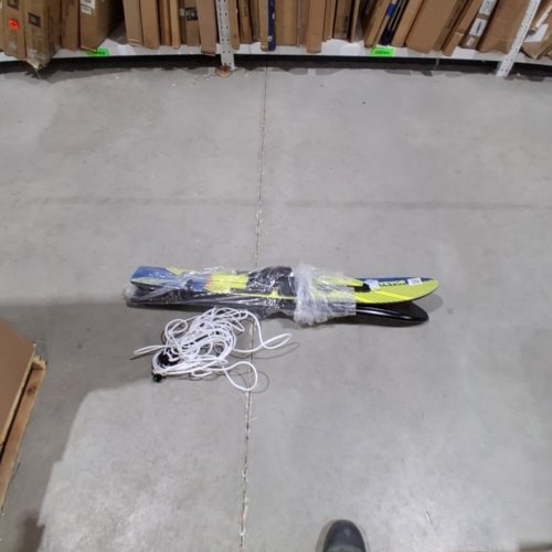 VEVOR WATER SKIS WITH TRAINERS AND X-7 ADJUSTABLE BINDINGS, DOUBLE-HANDLE ROPE & REMOVABLE STABILIZING BAR - 46" - BLUE/YELLOW (MODEL: SS46) image 2