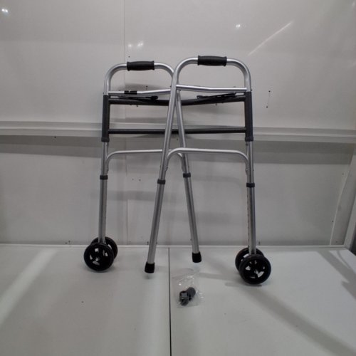 MEDLINE GUARDIAN FOLDING PORTABLE ADJUSTABLE ALUMINUM WALKER - 500LBS CAPACITY - GREY (MODEL: MDS86410XWW) image 2
