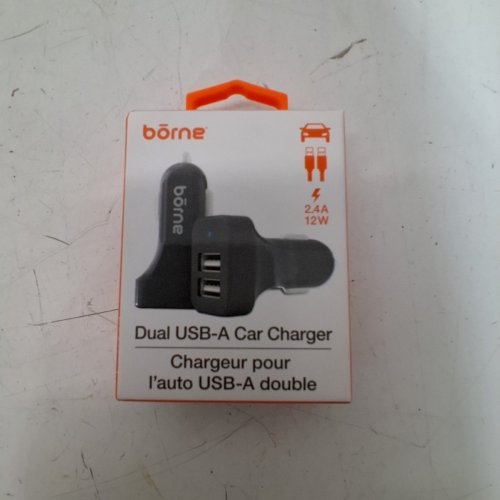 BORNE DUAL USB-A CAR CHARGER - 2.4A, 12W - BLACK image 2