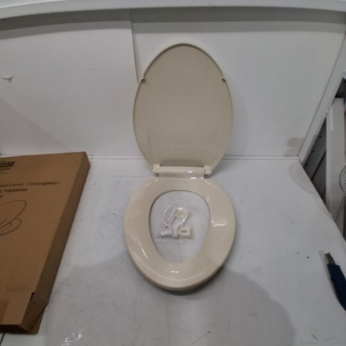 GARVEE ELONGATED SLOW CLOSE PLASTIC TOILET SEAT - 18.5" - ALMOND (MODEL: PHO_11GX0KM6) image 3