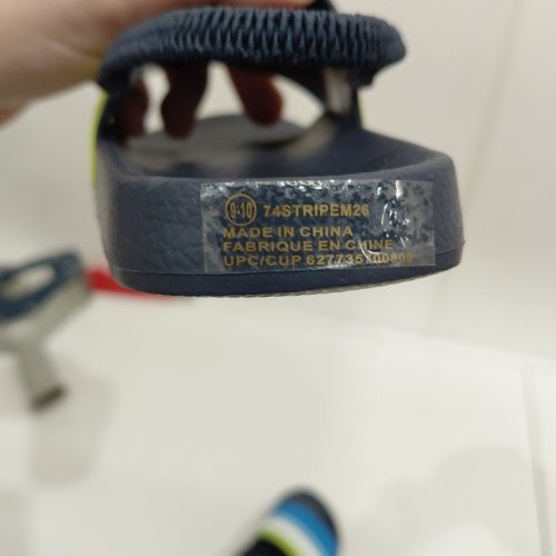 BOYS' GEORGE TODDLER POOL SLIDE SANDALS - 9-10 - NAVY BLUE/LIME/WHITE (STYLE: 74STRIPEM26) image 4