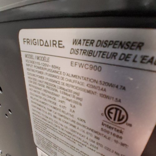 FRIGIDAIRE WATER COOLER/DISPENSER WITH CUP STORAGE 2 TEMPERATURE BOTTOM LOADING STAINLESS STEEL WATER DISPENSER - 42.5" X 13" X 13.5" - BLACK/SILVER/GREY (MODEL: EFWC900) image 3