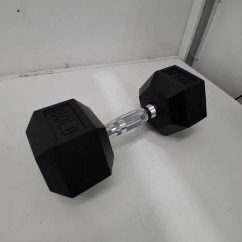 AMAZON BASICS RUBBER ENCASED HEX DUMBELL - 30LBS - BLACK image 2