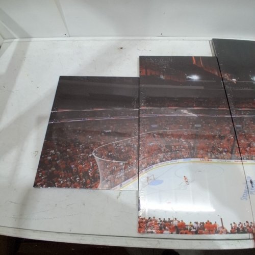 5PC HOCKEY ARENA CANVAS WALL ART - 31.5" X 59" - BLACK, RED AND WHITE image 4