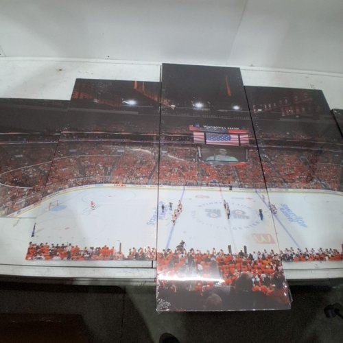 5PC HOCKEY ARENA CANVAS WALL ART - 31.5" X 59" - BLACK, RED AND WHITE image 5