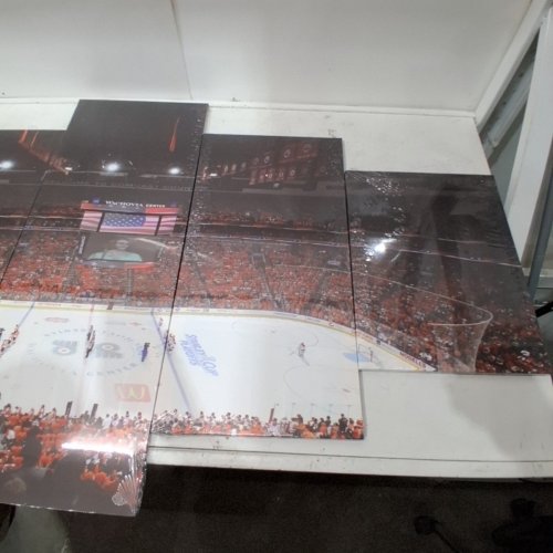 5PC HOCKEY ARENA CANVAS WALL ART - 31.5" X 59" - BLACK, RED AND WHITE image 6