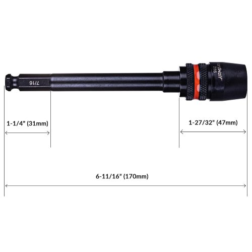 NORDWOLF QUICK-LOCK IMPACT-GRADE DRILL BIT EXTENSION - FITS 7/16" HEX SHANK POWER BITS & DRILLS - BLACK/RED (MODEL: NW-25002) image 3