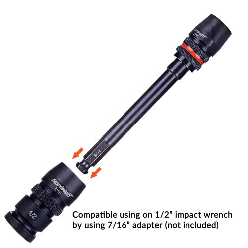NORDWOLF QUICK-LOCK IMPACT-GRADE DRILL BIT EXTENSION - FITS 7/16" HEX SHANK POWER BITS & DRILLS - BLACK/RED (MODEL: NW-25002) image 4