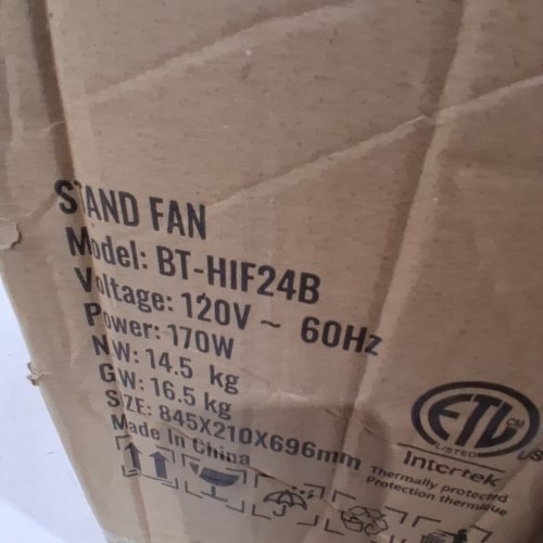 OSCILLATING PEDESTAL STAND FAN ADJUSTABLE HEIGHT - 27" - BLACK (MODEL:BT-HIF24B) image 3