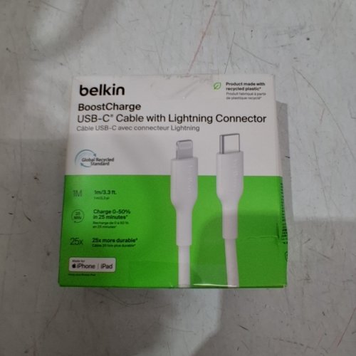 BELKIN BOOSTCHARGE SILICONE USB-C CABLE WITH LIGHTNING CONNECTOR FOR IPHONE & IPAD - 3.3FT - WHITE (MODEL: CAA003BT1MWH) image 6
