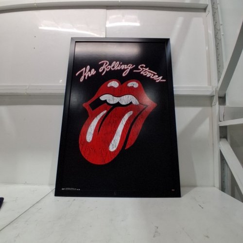 TRENDS INTERNATIONAL FRAMED ROLLING STONES CLASSIC LOGO ON PLASTIC - 24" X 36" W/ FRAME - BLACK FRAME - (MODEL: 14377) image 3