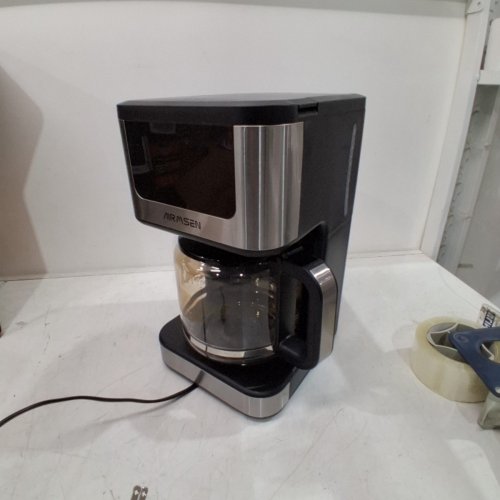 AIRMSEN PROGRAMMABLE DRIP COFFEE MAKER WITH TOUCHSCREEN - 14-CUP - 73OZ TANK - BLACK/STAINLESS STEEL (MODEL: ‎HR-CM306) image 3