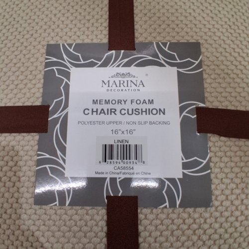 2PK MARINA DECORATION NON-SLIP CHAIR CUSHIONS - 16"X16" - BEIGE LINEN (MODEL: CA58554) image 2