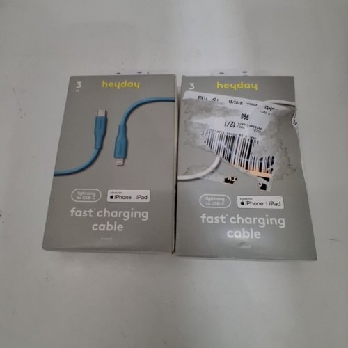 2PC HEYDAY LIGHTNING TO USB-C FAST CHARGING CABLES - 3FT - BLUE/WHITE image 2