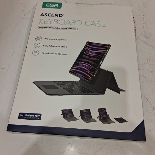 ESR ASCEND KEYBOARD CASE, IPAD CASE WITH KEYBOARD COMPATIBLE WITH IPAD PRO 12.9 (2022/2021/2020/2018), MAGNETIC DETACHABLE CASE, FULLY ADJUSTABLE PORTRAIT/LANDSCAPE STAND, BLACK (MODEL:6B017) image 4