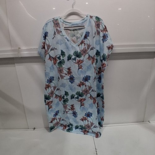 GEORGE PLUS FLORAL V-NECK SLEEPING SHIRT - 2XL - LIGHT BLUE MULTICOLOUR (STYLE: GRS60475PD) image 2