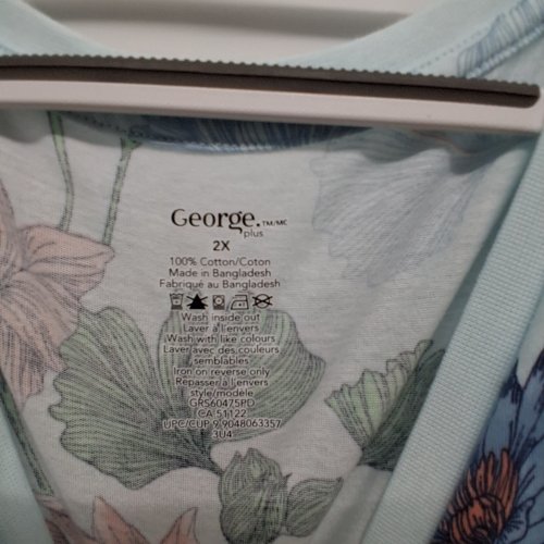 GEORGE PLUS FLORAL V-NECK SLEEPING SHIRT - 2XL - LIGHT BLUE MULTICOLOUR (STYLE: GRS60475PD) image 3