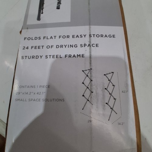 HONEY-CAN-DO FOLDING CLOTHES DRYING RACK - 42" - SILVER/WHITE (MODEL: DRY-01306) image 3