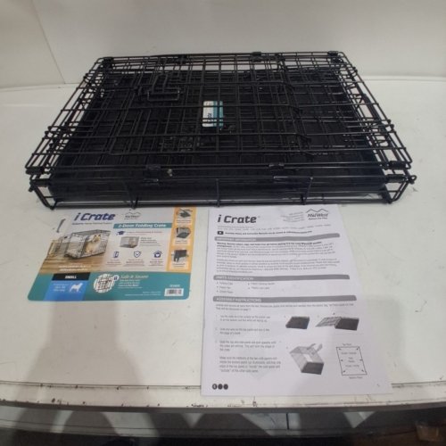 MIDWEST ICRATE DOUBLE DOOR FOLDING METAL DOG CRATE WITH LEAK PROOF TRAY - 24" X 18" X 19" (SMALL) - BLACK (MODEL: 1524DD) image 2