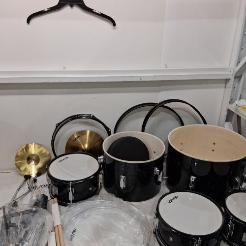 5PC VEVOR DRUM SET WITH STOOL - 16" - BLACK (MODEL: SH-002-BK) image 3