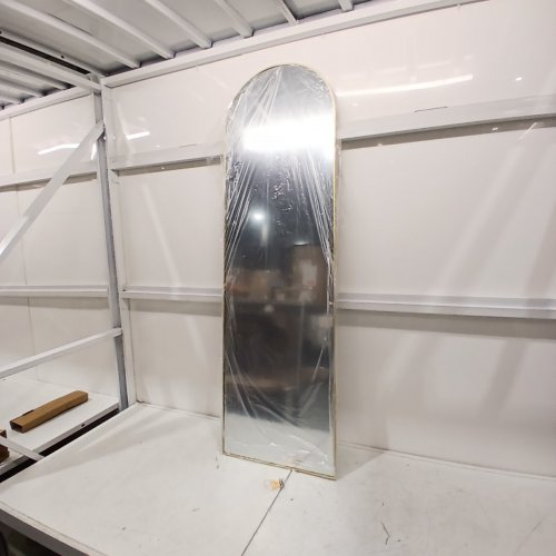 HARRITPURE ARCHED FULL LENGTH FLOOR MIRROR WITH BUILT-IN STAND - 58" X 18" - GOLD (MODEL: GXZJ-1858-G) image 2
