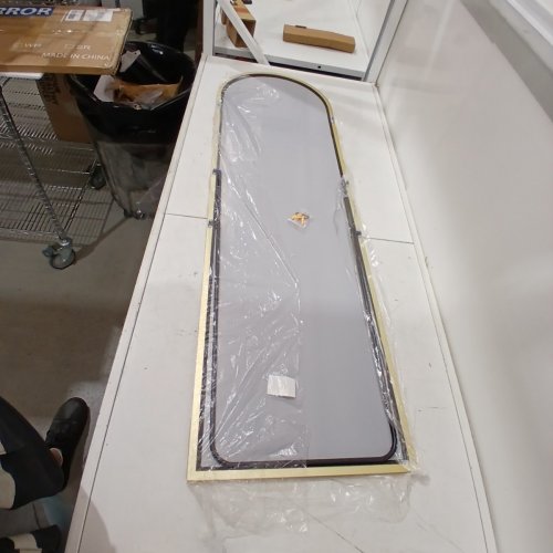 HARRITPURE ARCHED FULL LENGTH FLOOR MIRROR WITH BUILT-IN STAND - 58" X 18" - GOLD (MODEL: GXZJ-1858-G) image 3
