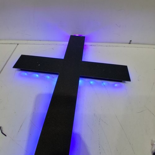 LED CROSS WALL DECOR WITH REMOTE - 24" X 18" - BLACK image 2