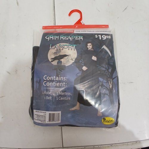 2PC MEN'S PARTYHOLIC GRIM REAPER COSTUME ROBE AND BELT - OSFM - BLACK (STYLE: 11129) image 2