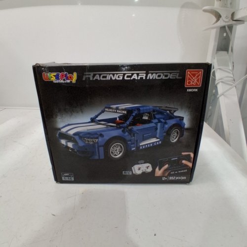 952PC WISEPLAY REMOTE CONTROL BUILDING BLOCK RACING CAR MODEL - 1:16 SCALE - BLUE image 2
